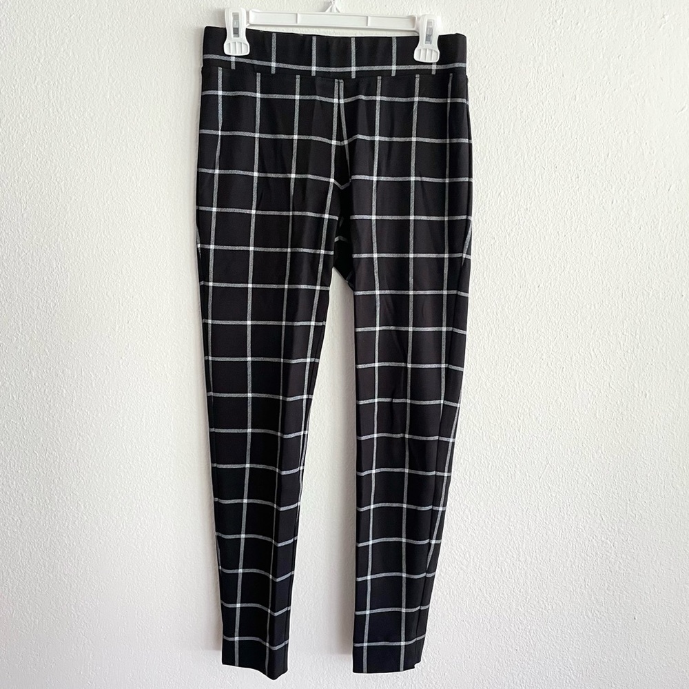 The Limited Black & White Plaid Pull On Pant